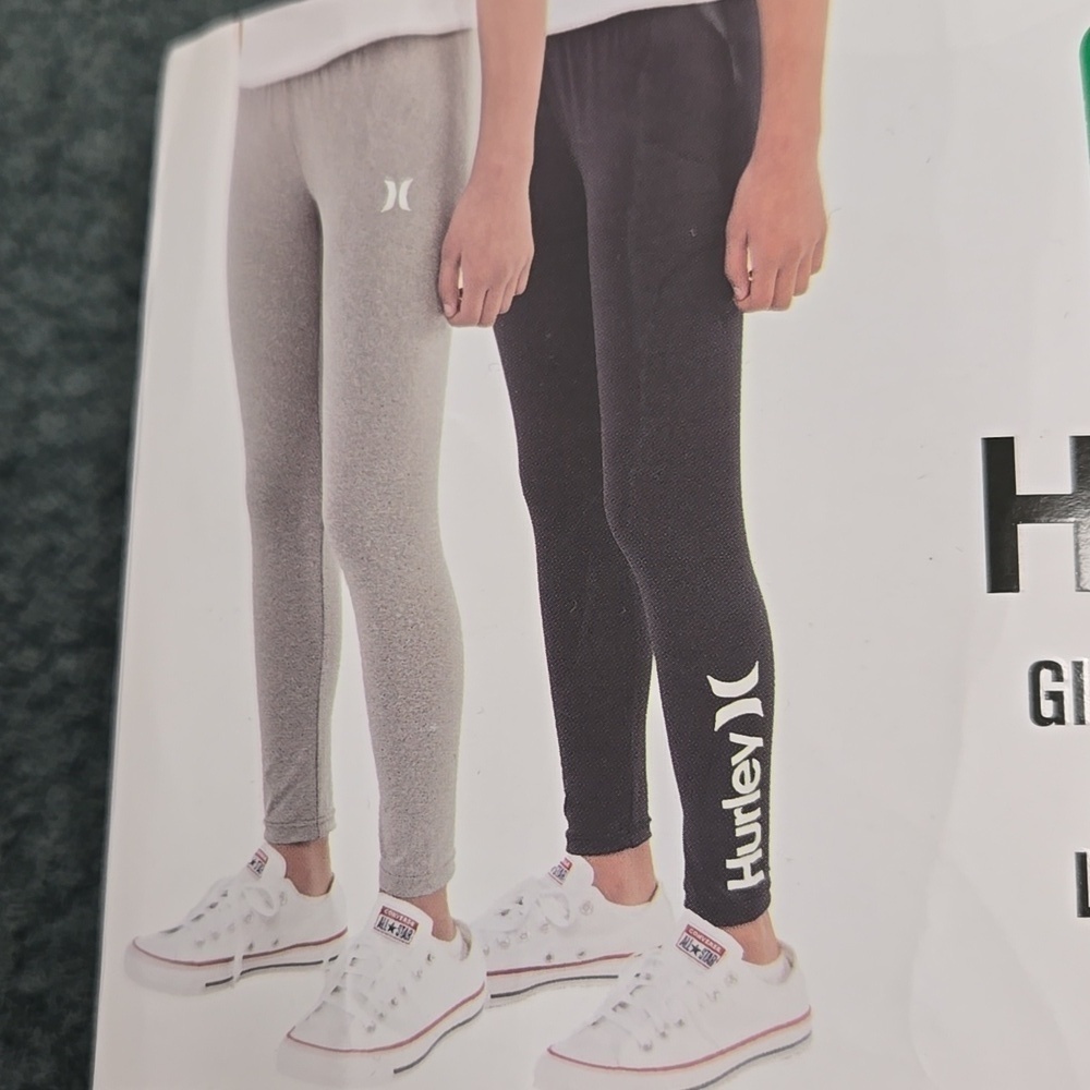Hurley Size 14/16 Grey Black Girls Leggings